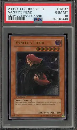 Yu-Gi-Oh! Vanity's Fiend 1st Edition Ultimate Rare CDIP-EN017 PSA 10 Gem Mint - Image 1