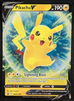 Pikachu V Black Star Promo Full Art Ultra Rare Pokemon Card SWSH198 (NM) - Image 1