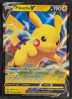 Pikachu V Black Star Promo Full Art Ultra Rare Pokemon Card SWSH061 (NM) - Image 1