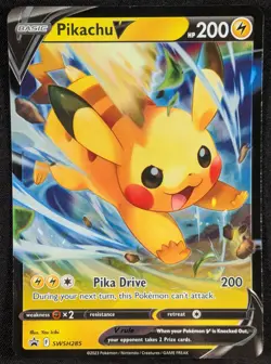 Pikachu V Black Star Promo Full Art Ultra Rare Pokemon Card SWSH285 (NM) - Image 1