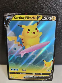 2021 Pokemon SWSH Celebrations Surfing Pikachu V 008/025 TCG Card - NM - Image 1