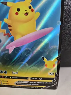 2021 Pokemon SWSH Celebrations Surfing Pikachu V 008/025 TCG Card - NM - Image 3