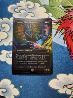 MTG Foil Spitting Dilophosaurus (Borderless) REX #0003 - Image 1