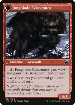 Fangblade Brigand 139 MID MTG Human Werewolf Daybound Nightbound Uncommon Red EN - Image 2