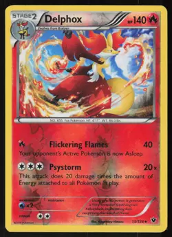 Delphox 13/124 Holo Rare Fates Collide Pokemon Reverse Holo Lightly Played - Image 1