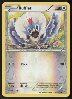 Rufflet 129/162 Common BREAKthrough Pokemon Reverse Holo Lightly Played - Image 1