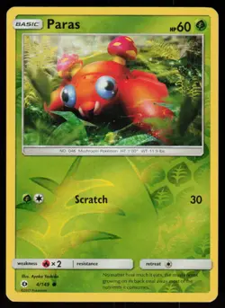 Paras 4/149 Common SM Base Set Pokemon Reverse Holo Lightly Played - Image 1