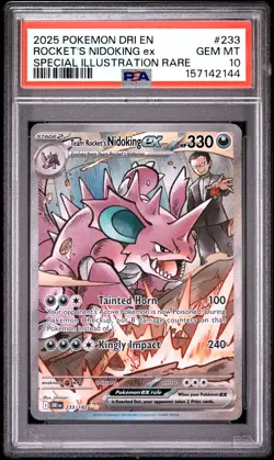 2025 POKEMON DRI EN-DESTINED RIVALS #233 TEAM ROCKET'S NIDOKING EX PSA 10 - Image 1