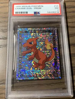 1999 Merlin Pokemon S3 Charmeleon Prism Topps Sticker Card glitter PSA 7 - Image 1