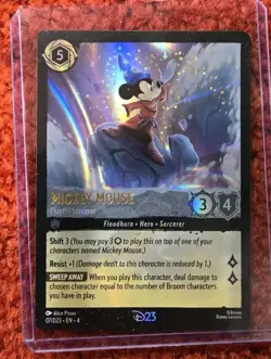 2024 DISNEY D23 EXPO LORCANA MICKEY MOUSE PLAYFUL SORCERER PROMO CARD - Image 1