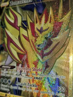 Nice Zamazenta V 212/202 Sword&Shield Full Art Secret Rare Gold Pokemon Card,LP - Image 3