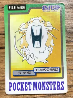 Pokemon Carddass Card Raticate File No.20 Bandai Pocket Monsters 1997 Japan - Image 1
