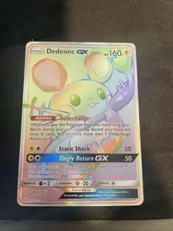 Pokemon TCG Dedenne GX Holo Secret Rare Card Unbroken Bonds 219/214 Rainbow - Image 1
