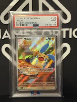 Minun 194/182 Paradox Rift Holo Illustration Rare Pokemon TCG Card PSA 9 - Image 1