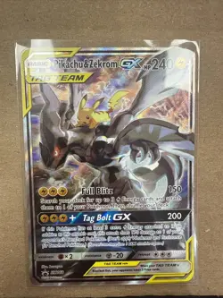 Pokemon Pikachu & Zekrom GX Full Art Card SM168 Tag Team - Image 1
