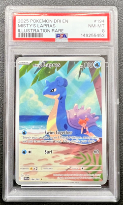 2025 POKEMON DRI EN-DESTINED RIVALS ILLUSTRATION RARE #194 MISTY'S LAPRAS PSA 8 - Image 1