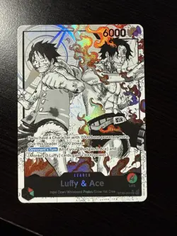 ST30-001 - Luffy & Ace Leader (Alternate Art Parallel - Black/White) - Near Mint - Image 1