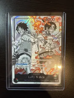 ST30-001 - Luffy & Ace Leader (Alternate Art Parallel - Black/White) - Near Mint - Image 3