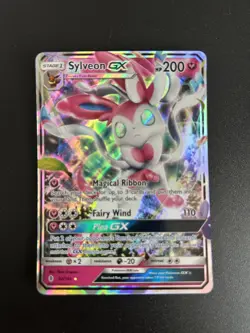 FREE SHIPPING: Sylveon GX 92/145 Guardians Rising Sun and Moon Pokemon Card LP - Image 1