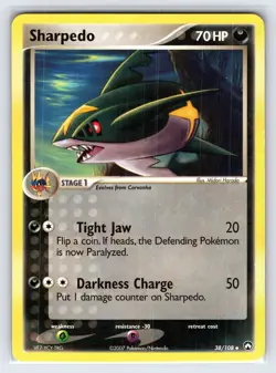 Sharpedo 38/108 EX Power Keepers Pokemon Card Uncommon - Vlp - Image 1
