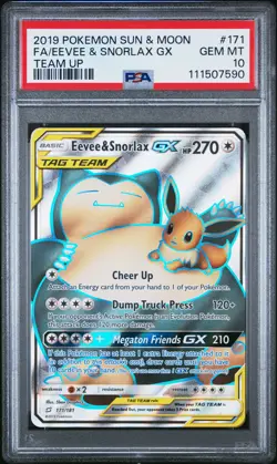 2019 POKEMON SM TEAM UP EEVEE & SNORLAX GX #171 PSA 10 GEM MINT #111507590 - Image 1