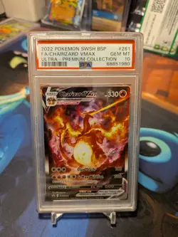2022 POKEMON SWSH BLACK STAR PROMO #261 FULL ART/CHARIZARD VMAX PSA 10 - Image 1