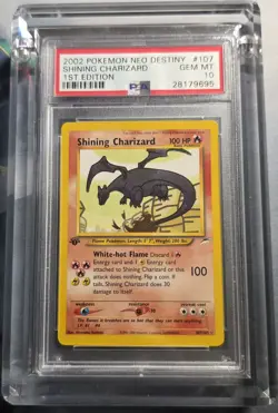 2002 Pokemon Shining Charizard 1st Edition 107/105 Neo Destiny Holo PSA 10 - Image 1