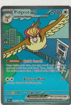 Pidgeot ex 225/197 Special Illustration Rare Obsidian Flames Pokemon Near Mint - Image 1