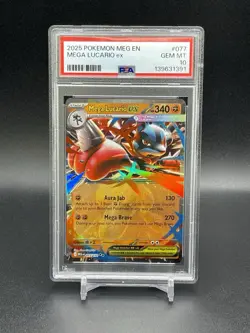 Mega Lucario ex Pokemon Mega Evolution 077/132 PSA 10 Gem Mint Double Rare TCG - Image 3