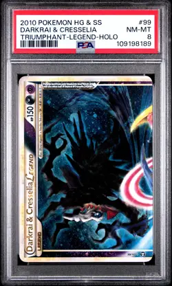 2010 POKEMON TRIUMPHANT DARKRAI & CRESSELIA #99 LEGEND TOP PSA 8 NM #109198189 - Image 1