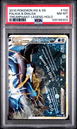 2010 POKEMON TRIUMPHANT PALKIA & DIALGA LEGEND BOTTOM #102 PSA 8 NM #109198303 - Image 1