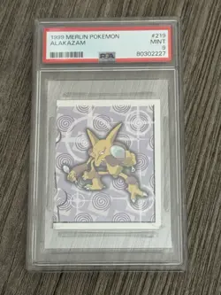 1999 Alakazam Pokemon Merlin Sticker #219 PSA 9 - Image 1