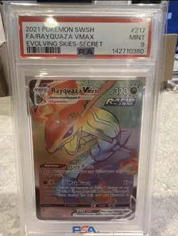 2021 Pokemon Sword & Shield Evolving Skies Rayquaza VMAX Secret PSA 9 - Image 1