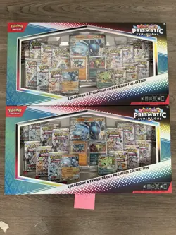 2 x Pokemon Prismatic Evolutions Lucario EX and Tyranitar EX Premium Collection - Image 1