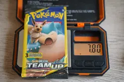 7.80g Pokemon TCG Team Up Mini Booster Pack 3 Card Snorlax Eevee Art Sealed - Image 1