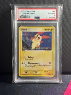 Plusle Emerald Pokemon Card 39/106 Reverse Holo Stamped PSA 8 - Image 1