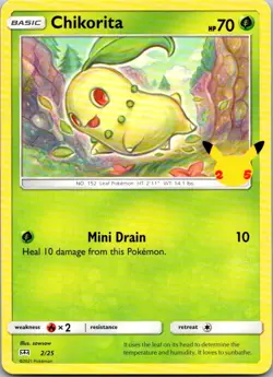 Chikorita 002/025 P McDonald's 25th Anniversary Promos Pokemon NM - Image 1