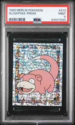 PSA 9 S13 Slowpoke 1999 Pokemon Merlin Topps Prism Stickers Vintage Rare POP 41! - Image 1