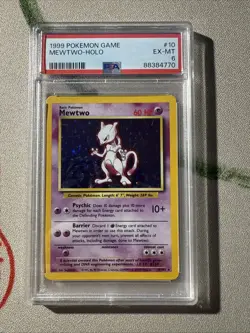 Pokemon TCG Mewtwo 1999 Base Set #10/102 Unlimited Rare Holo Card PSA 6 - Image 1