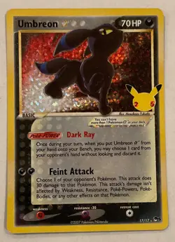 Pokemon NICE Umbreon Gold Star 17/17 Celebrations 25th Anniversary Rare NM/M - Image 1