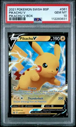 2021 POKEMON SWSH BLACK STAR PROMO PIKACHU V BOX #061 PIKACHU V PSA 10 - Image 1