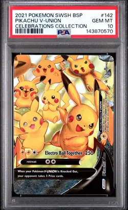 2021 POKEMON SWSH BLACK STAR PROMO #142 PIKACHU V-UNION PSA 10 - Image 1