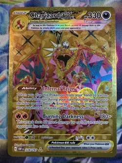 Pokemon Charizard ex 228/197 Obsidian Flames Hyper Rare Full Art GOLD Tera - Image 1