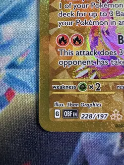 Pokemon Charizard ex 228/197 Obsidian Flames Hyper Rare Full Art GOLD Tera - Image 4