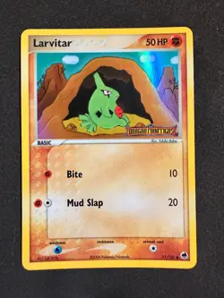 2006 Pokemon Larvitar 51/101 EX Dragon Frontiers Reverse Holo Stamped NEAR MINT - Image 1
