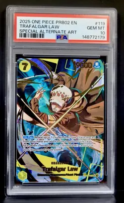 One Piece Trafalgar Law OP10-119 PRB02 SPECIAL SEC Alternate Alt Art 119 PSA 10 - Image 1