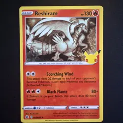 Reshiram 002/025 Celebrations Holo Pokemon Card LP - Image 1