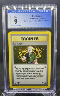 2000 Pokemon Gym Heroes 1st Edition Lt. Surge Holo Rare 17/132 CGC 9 Mislabeled - Image 1