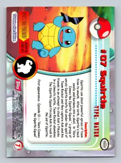 Squirtle #7 Topps Trading Cards Series 1 Pokemon Near Mint Red Logo - Image 2