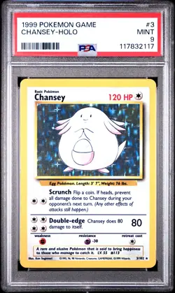 1999 POKEMON GAME #3 CHANSEY-HOLO PSA 9 - Image 1